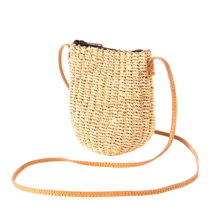 Straw Poof Crossbody Handbag in Natural - The Well Appointed House