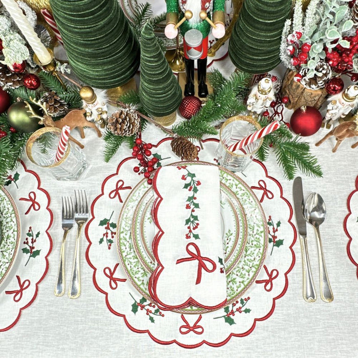 Studio Collection: Holly & Bows Placemat, Set of 4 - The Well Appointed House