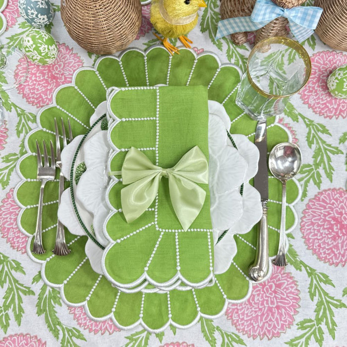 Studio Collection Pippa Napkin in Green/White, Set of 4 - The Well Appointed House