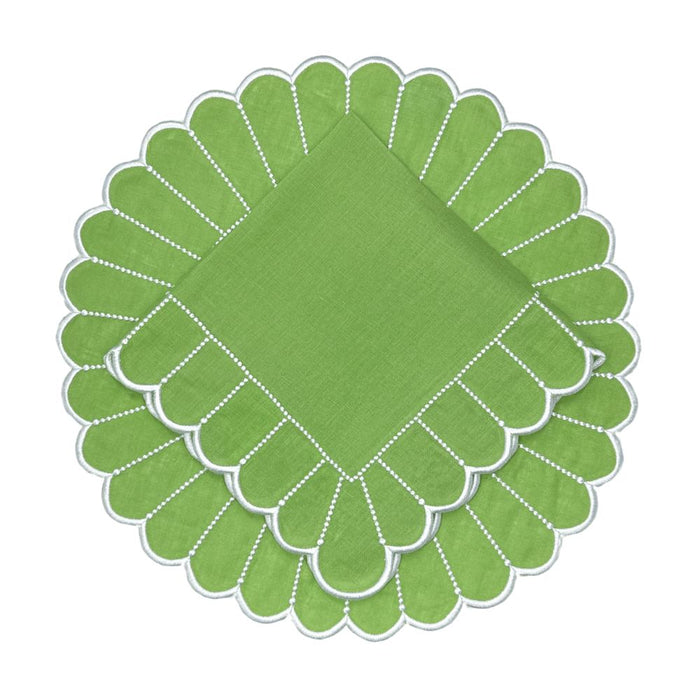 Studio Collection Pippa Napkin in Green/White, Set of 4 - The Well Appointed House