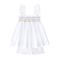 The Harper Set in Classic White with Rainbow Smocking - The Well Appointed House