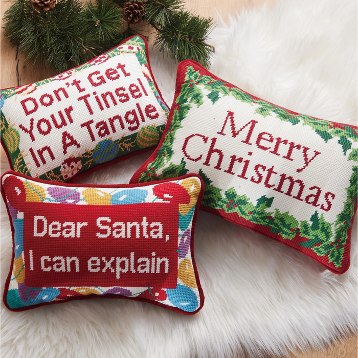 Merry Christmas Embroidered Pillow - The Well Appointed House