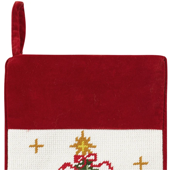 Tree with Presents Embroidered Stocking - The Well Appointed House
