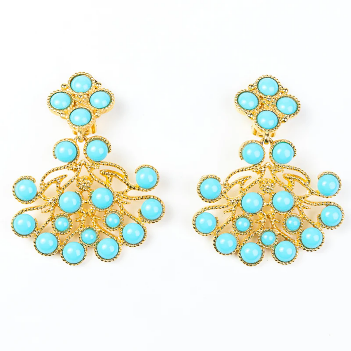 Turquoise Cabochons Clip Earrings - The Well Appointed House