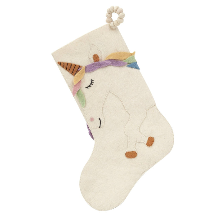 Unicorn Christmas Stocking in Hand Felted Wool - The Well Appointed House