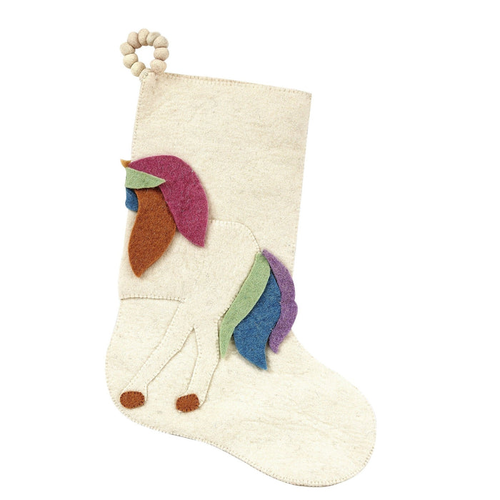 Unicorn Christmas Stocking in Hand Felted Wool - The Well Appointed House