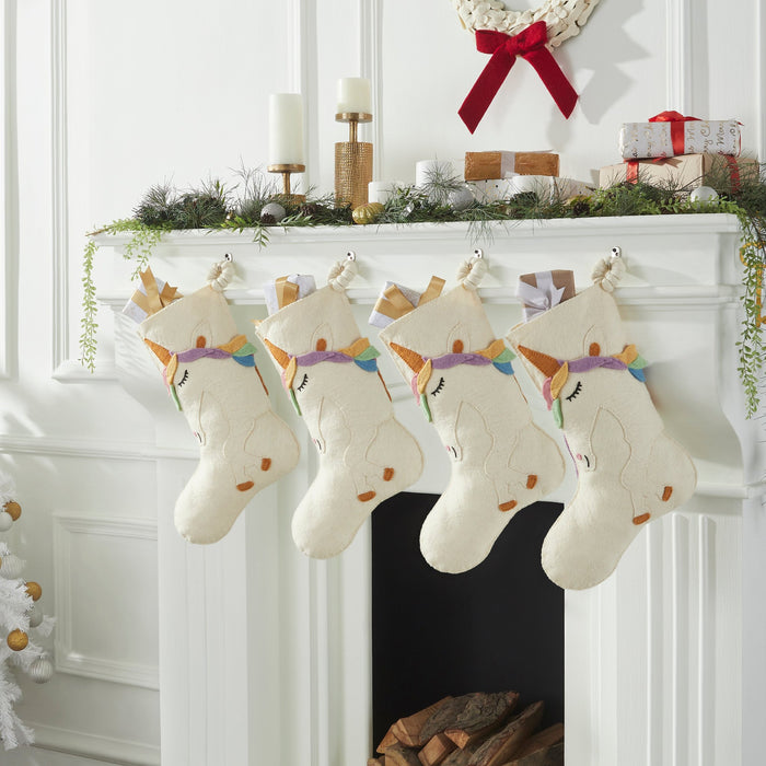 Unicorn Christmas Stocking in Hand Felted Wool - The Well Appointed House