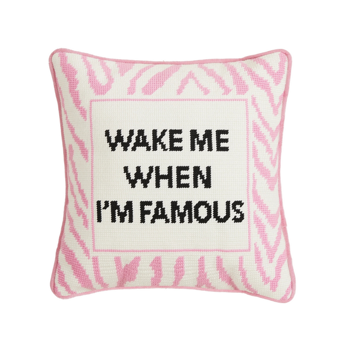 Wake When Famous Embroidered Pillow - The Well Appointed House