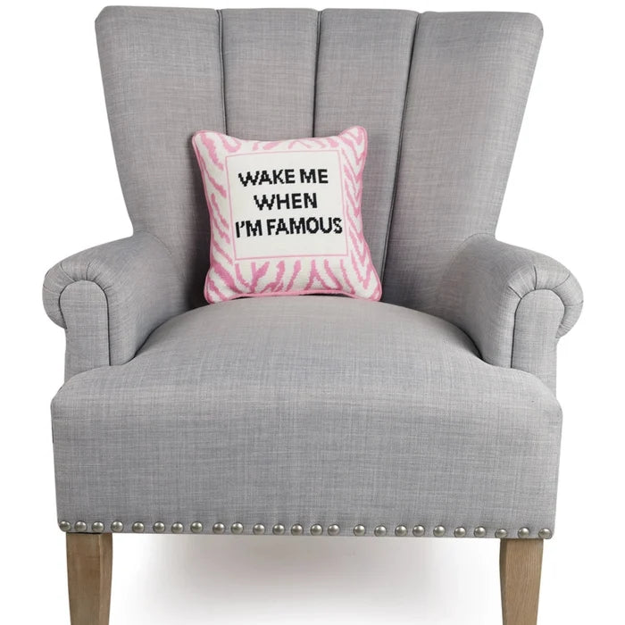 Wake When Famous Embroidered Pillow - The Well Appointed House