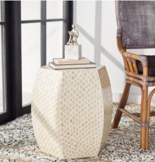 White Capiz Shell Hexagon Shaped Accent Table - Side & Accent Tables -  The Well Appointed House