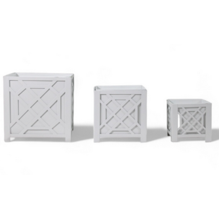 White Chippendale Planter - The Well Appointed House