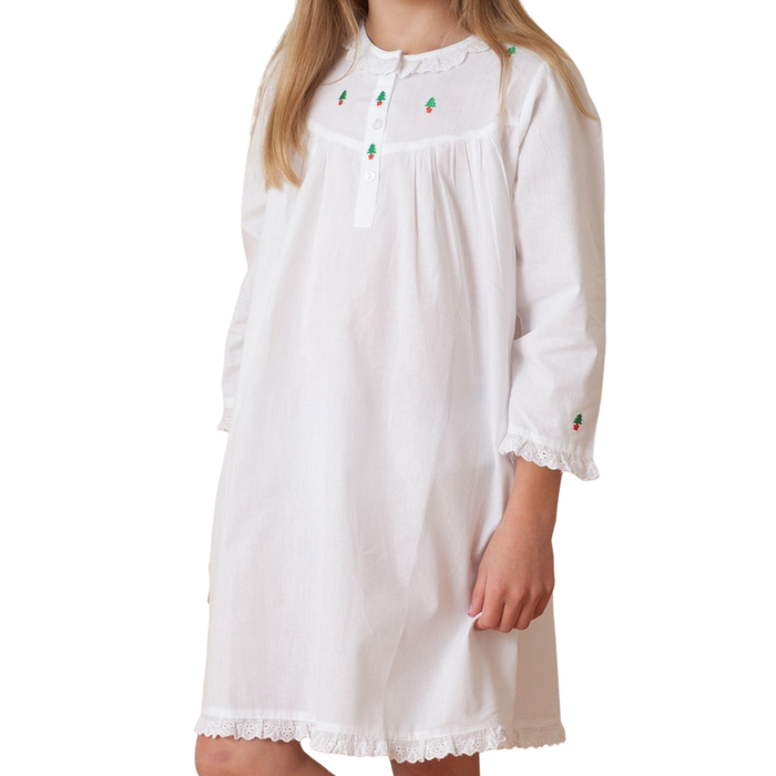 White Cotton Embroidered Christmas Dress - The Well Appointed House