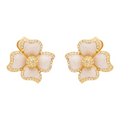 White Enamel Flower Clip Earrings - The Well Appointed House
