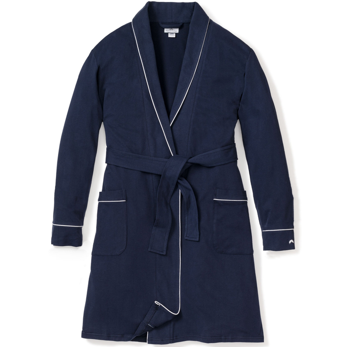 Women's Flannel Robe in Navy - The Well Appointed House