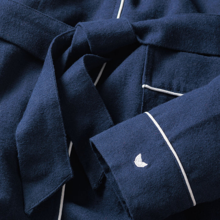 Women's Flannel Robe in Navy - The Well Appointed House
