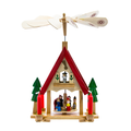 Wooden Christmas Alpine House Carousel With Candles - The Well Appointed House