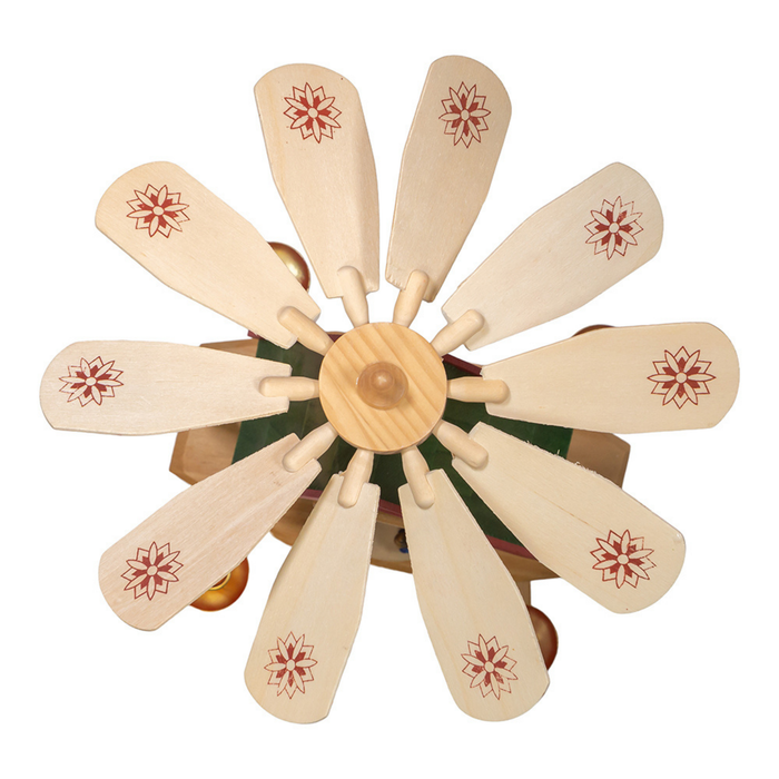 Wooden Christmas Alpine House Carousel With Candles - The Well Appointed House