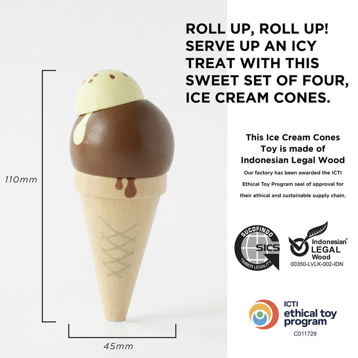 Wooden Ice Cream Cones Set - The Well Appointed House