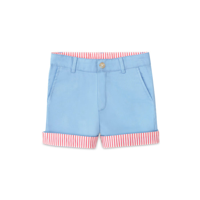 Wyatt Shorts in East Beach Blue with Sconset Stripe Cuffs - The Well Appointed House