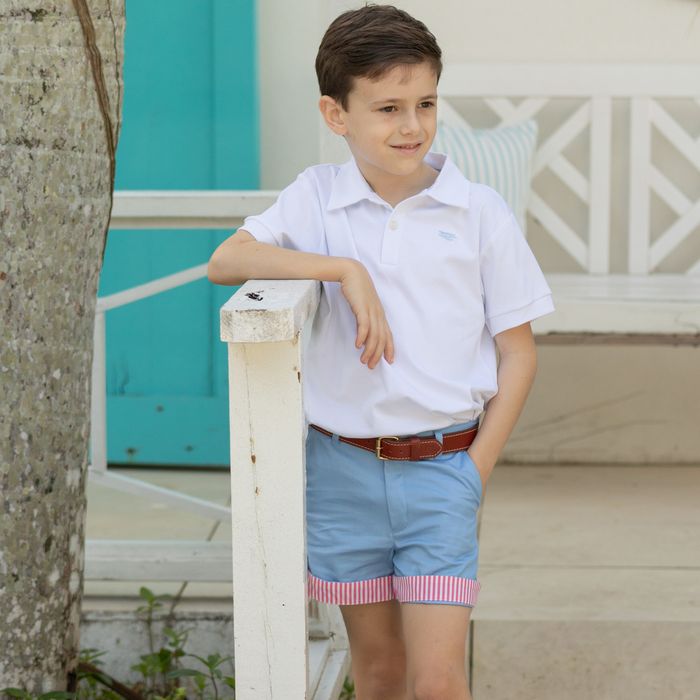 Wyatt Shorts in East Beach Blue with Sconset Stripe Cuffs - The Well Appointed House