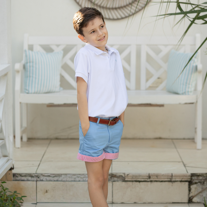 Wyatt Shorts in East Beach Blue with Sconset Stripe Cuffs - The Well Appointed House