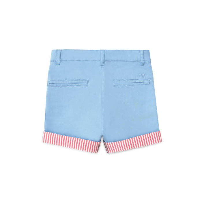 Wyatt Shorts in East Beach Blue with Sconset Stripe Cuffs - The Well Appointed House