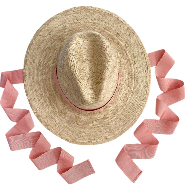 Zinnia Sun Hat for Little Girls - Coral Grosgrain Ribbon - The Well Appointed House