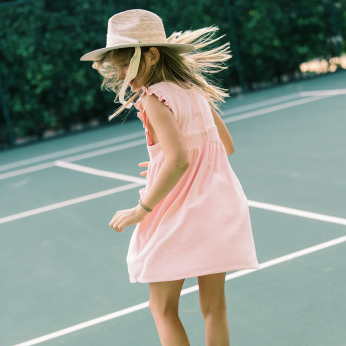 Zinnia Sun Hat for Little Girls - Coral Grosgrain Ribbon - The Well Appointed House