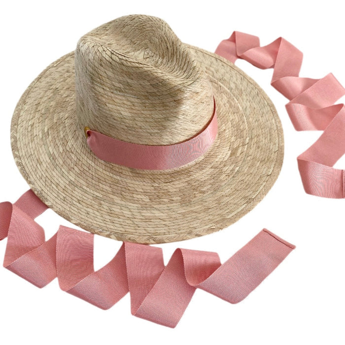Zinnia Sun Hat for Little Girls - Coral Grosgrain Ribbon - The Well Appointed House
